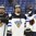 PLYMOUTH, MICHIGAN - APRIL 1: Finland's Sara Sakkinen #29, Isa Rahunen #2 and Tanja Niskanen #19 are all smiles after a 4-3 preliminary round win over Canada at the 2017 IIHF Ice Hockey Women's World Championship. (Photo by Matt Zambonin/HHOF-IIHF Images)

